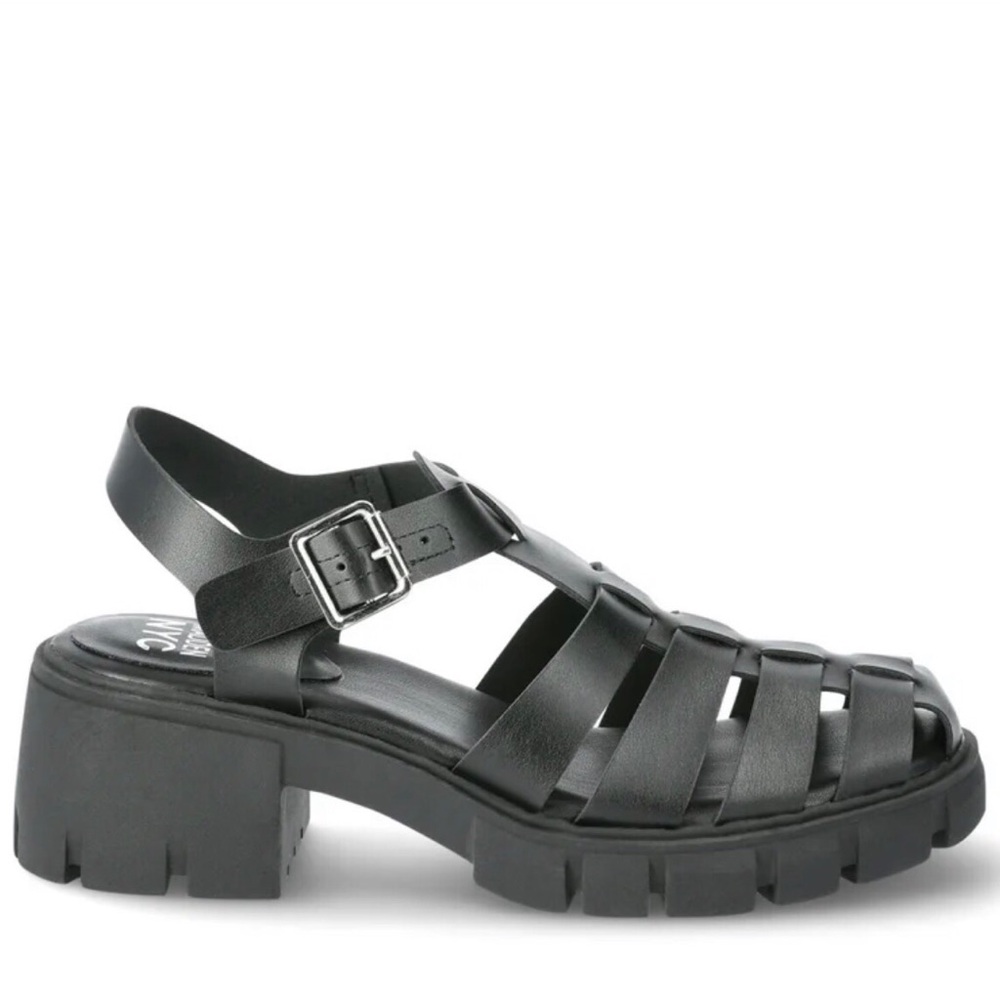 Madden Nyc Black Jelly Fisherman block heel sandals - Picture 9 of 10